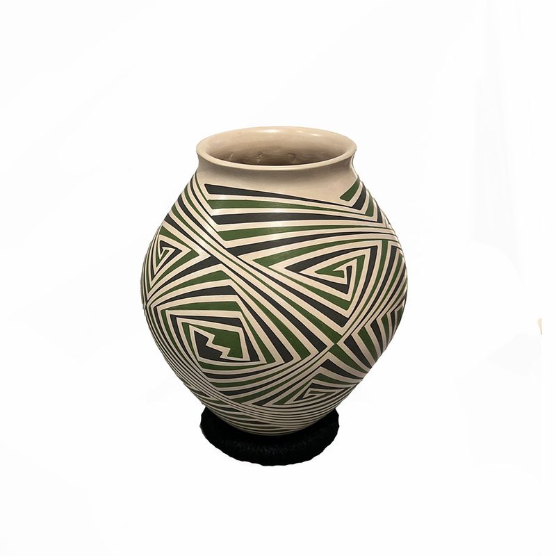 MATA ORTIZ GREEN & BLACK GEO VASE - 7 x 5