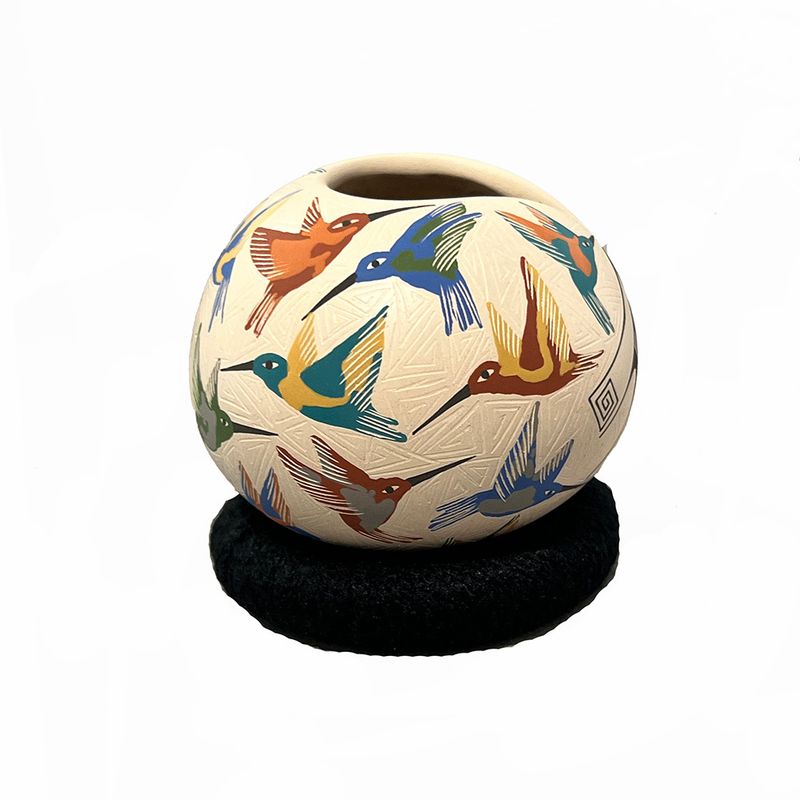 MATA ORTIZ SM TEARDROP HUMMINGBIRD POT - 4 x 3.5