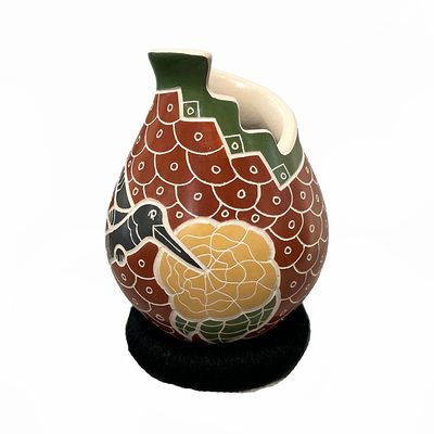 MATA ORTIZ CUT-OUT RED HUMMINGBIRD - 5 x 3.5