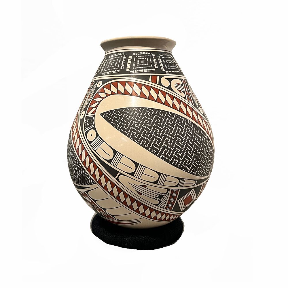 MATA ORTIZ RED &amp; BROWN GEO DESIGNS - 9.5 x 6.5