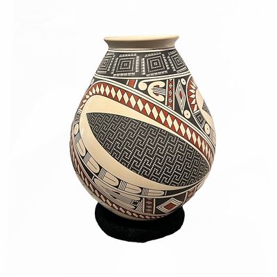 MATA ORTIZ RED &amp; BROWN GEO DESIGNS - 9.5 x 6.5