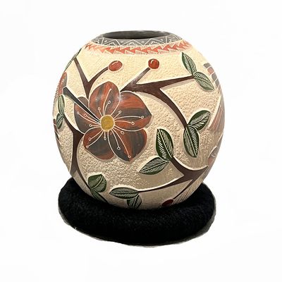 MATA ORTIZ ETCHED FLOWERS &amp; HUMMINGBIRDS - 5.5 x 4