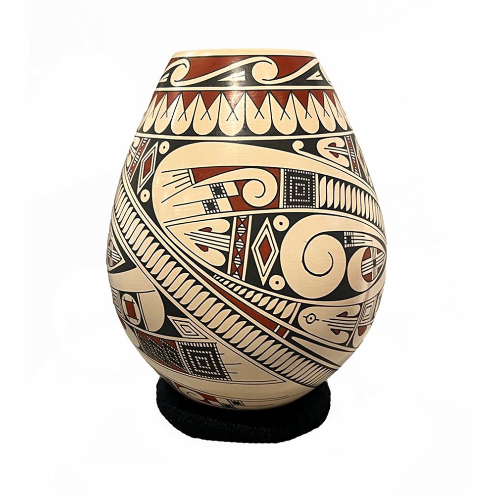 MATA ORTIZ RED &amp; BROWN GEO SWIRLS - 9 x 6