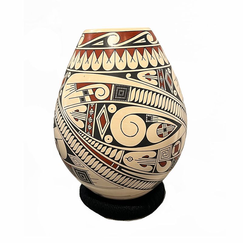 MATA ORTIZ RED & BROWN GEO SWIRLS - 9 x 6