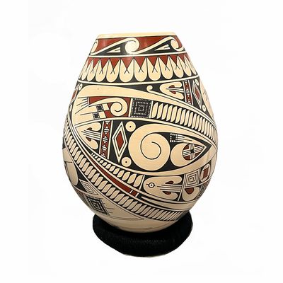 MATA ORTIZ RED &amp; BROWN GEO SWIRLS - 9 x 6