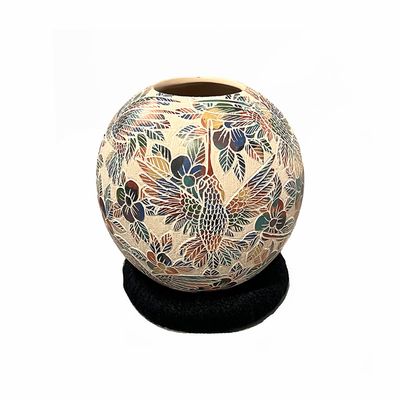 MATA ORTIZ SM COLORFUL ETCHED VASE - 6 x 4.5