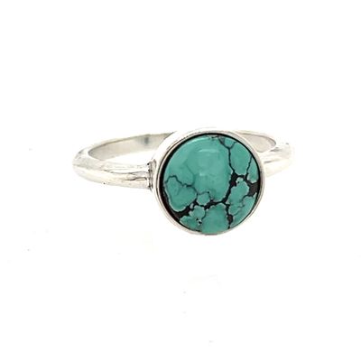 SILVER 8MM ROUND TURQUOISE RING  6