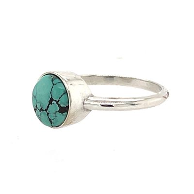 SILVER 8MM ROUND TURQUOISE RING  6