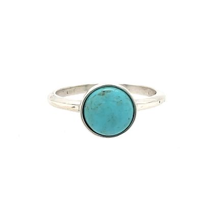 SILVER 8MM ROUND TURQUOISE RING  7
