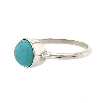 SILVER 8MM ROUND TURQUOISE RING  7