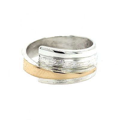 SILVER/14K  WRAP BAND RING SIZE - 7