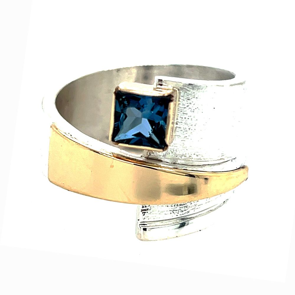 SILVER/14KT TOPAZ WRAP RING - 7.5