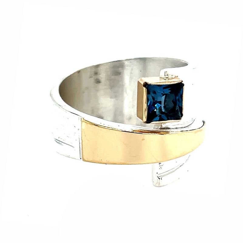 SILVER/14K TOPAZ WRAP RING - 7.5