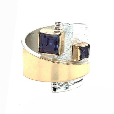 SILVER/14KT DOUBLE ALEXANDRITE WRAP RING - 7.5