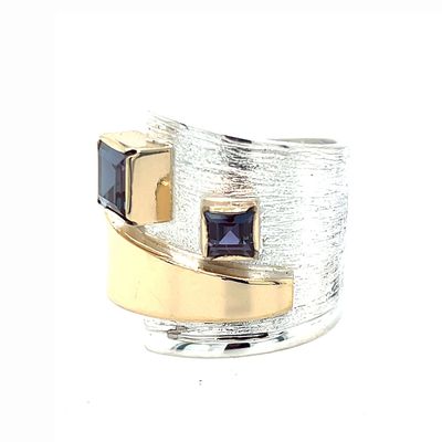 SILVER/14KT DOUBLE ALEXANDRITE WRAP RING - 7.5