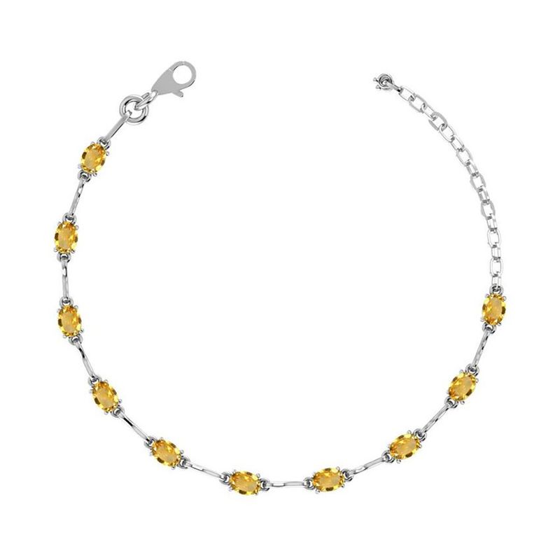 SILVER CITRINE 6X4MM OVAL LINK BRACELET