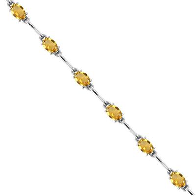 SILVER CITRINE 6X4MM OVAL LINK BRACELET