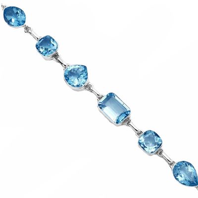 SILVER TOPAZ SHAPES LINK BRACELET