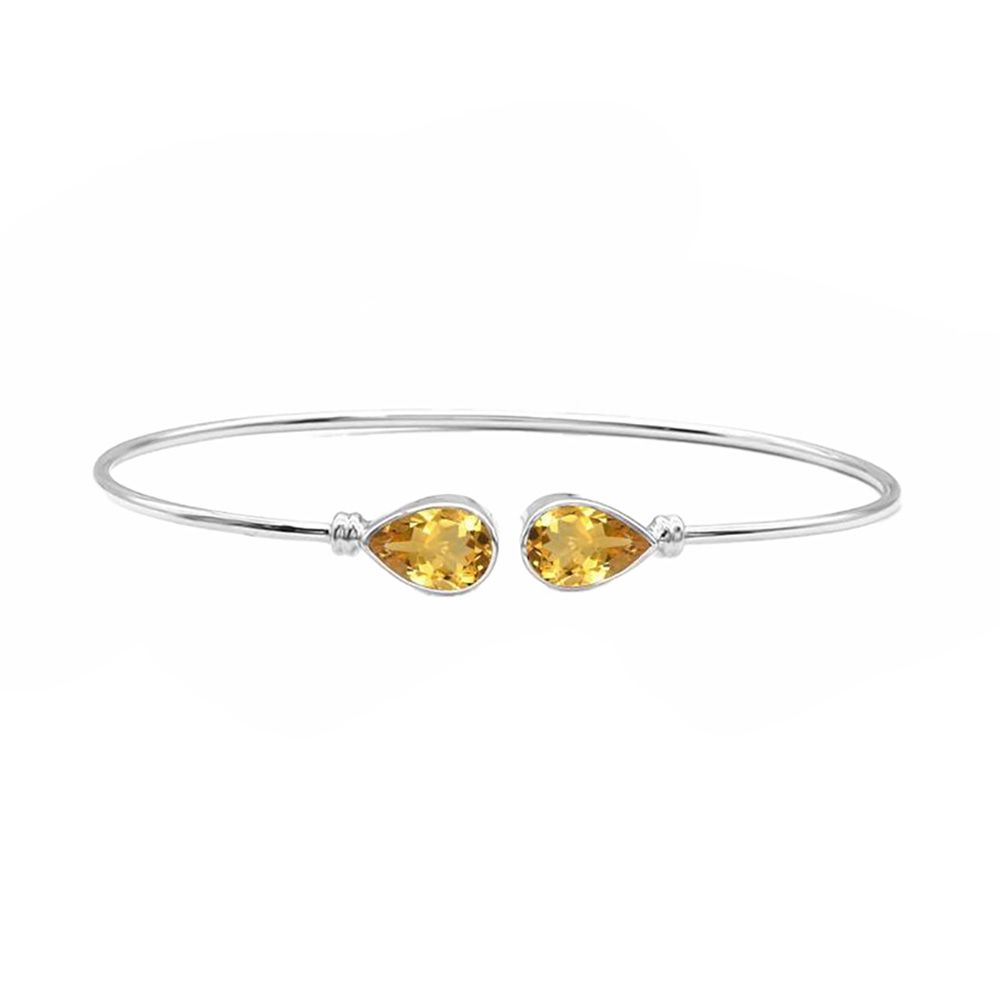 SILVER CITRINE TEARDROP CUFF BRACELET