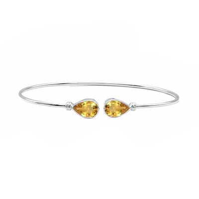 SILVER CITRINE TEARDROP CUFF BRACELET SILVER CITRINE TEARDROP CUFF BRACELET