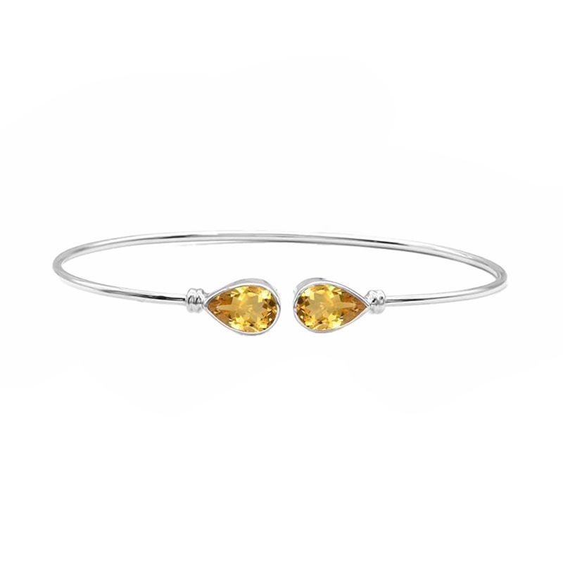 SILVER CITRINE TEARDROP CUFF BRACELET