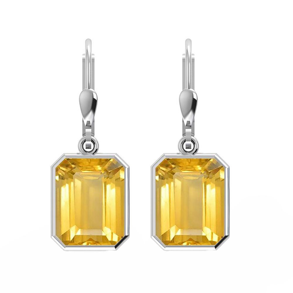 SILVER CITRINE OCTAGON EARRINGS
