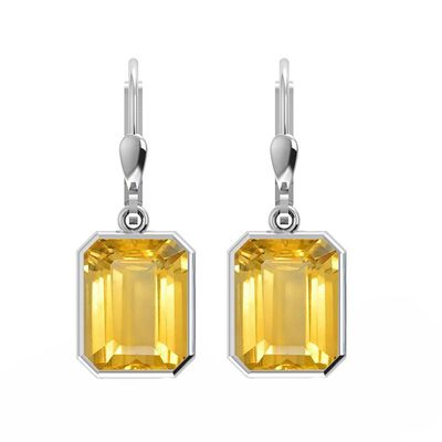 SILVER CITRINE OCTAGON EARRINGS SILVER CITRINE OCTAGON EARRINGS