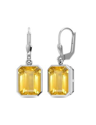 SILVER CITRINE OCTAGON EARRINGS