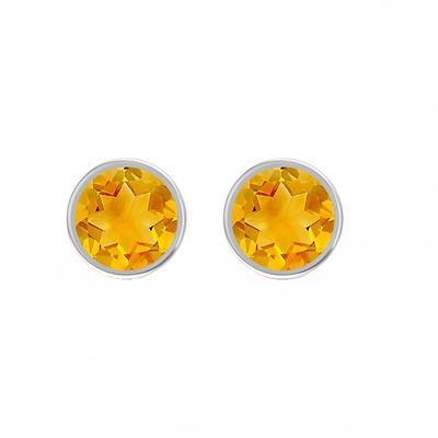 SILVER CITRINE ROUND EARRINGS SILVER CITRINE ROUND EARRINGS