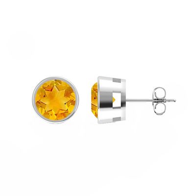 SILVER CITRINE ROUND EARRINGS