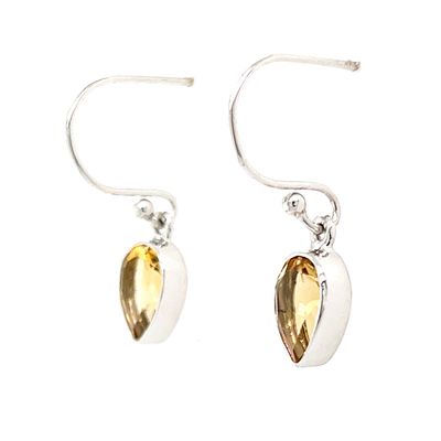 SILVER CITRINE TEARDROP EARRINGS