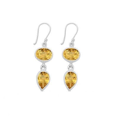 SILVER CITRINE OVAL & TEARDROP EARRINGS SILVER CITRINE OVAL & TEARDROP EARRINGS