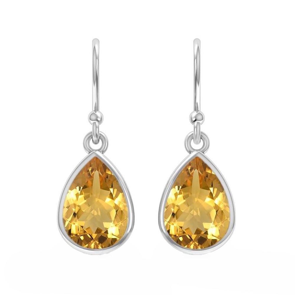 SILVER CITRINE TEARDROP EARRINGS