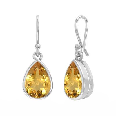 SILVER CITRINE TEARDROP EARRINGS