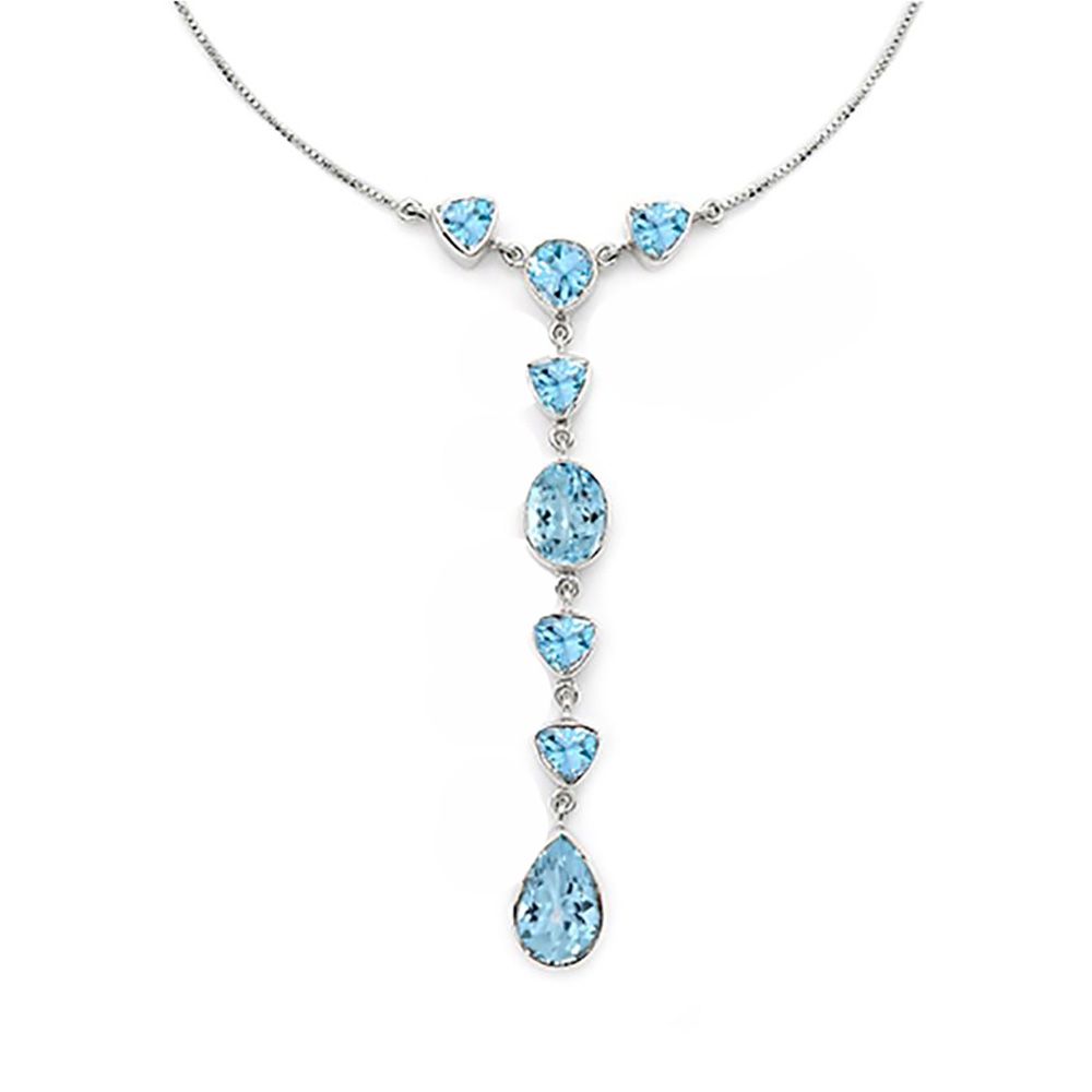 SILVER TOPAZ SHAPES LINKED NECKLACE