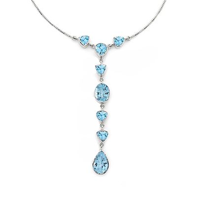 SILVER TOPAZ SHAPES LINKED NECKLACE