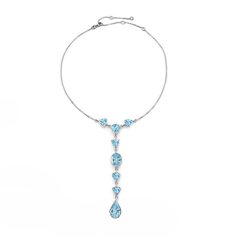 SILVER TOPAZ SHAPES LINKED NECKLACE