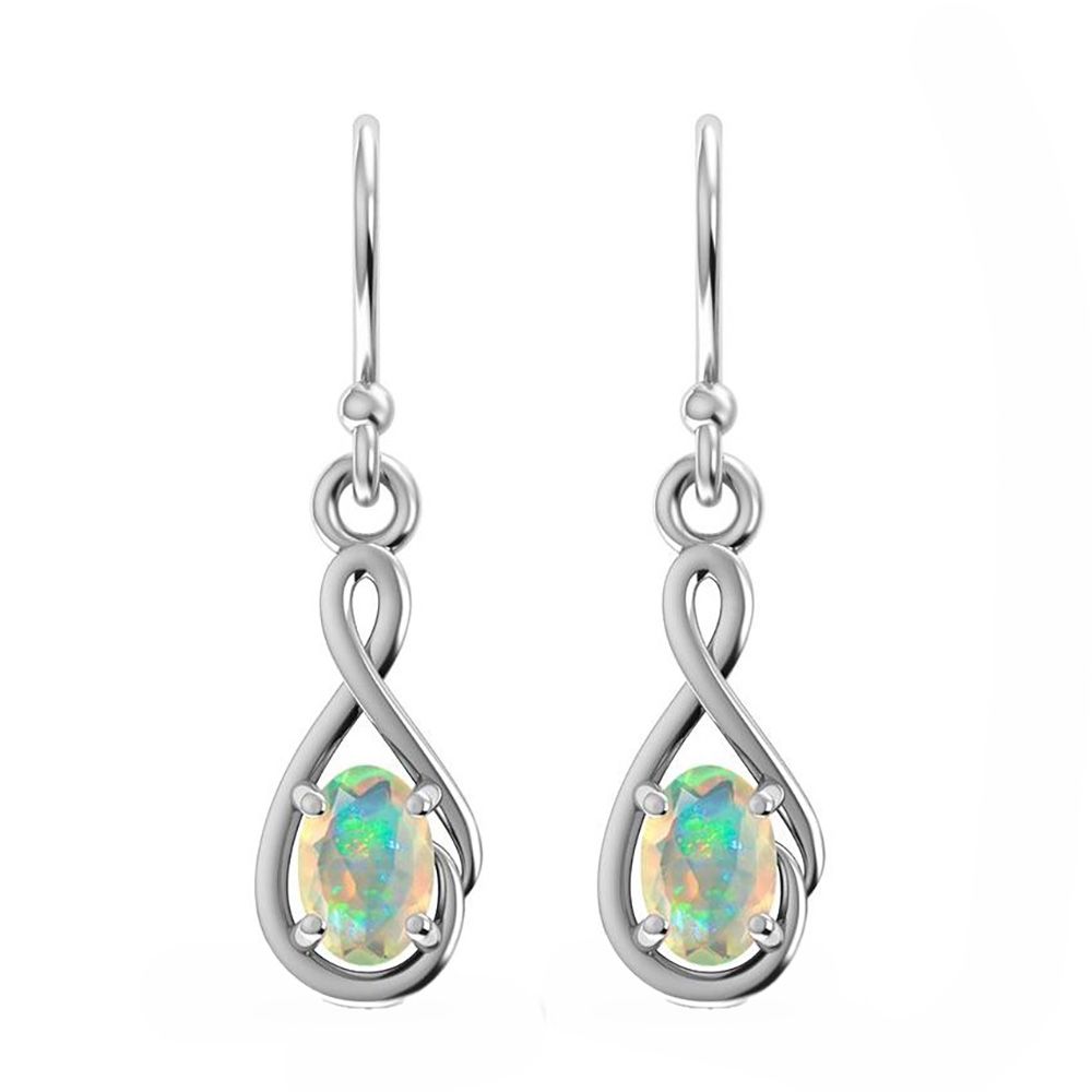 SILVER INFINITY OPAL OVAL  EARRINGS
