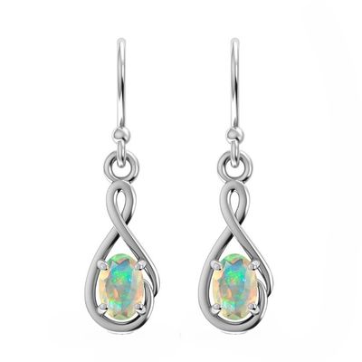SILVER INFINITY OPAL OVAL  EARRINGS