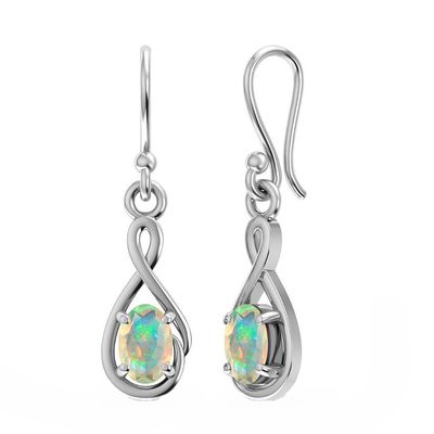 SILVER INFINITY OPAL OVAL  EARRINGS