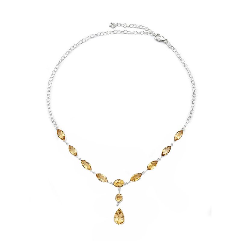 SILVER CITRINE SHAPES LINKED NECKLACE