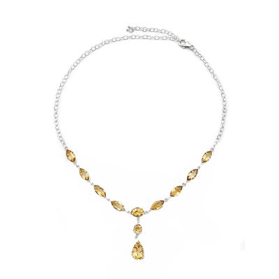 SILVER CITRINE SHAPES LINKED NECKLACE