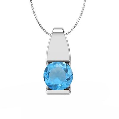 SILVER TOPAZ ROUND TENSION SET NECKLACE