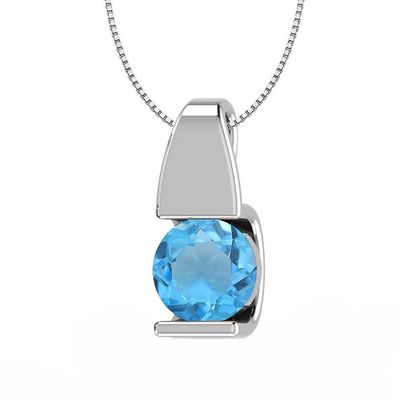 SILVER TOPAZ ROUND TENSION SET NECKLACE