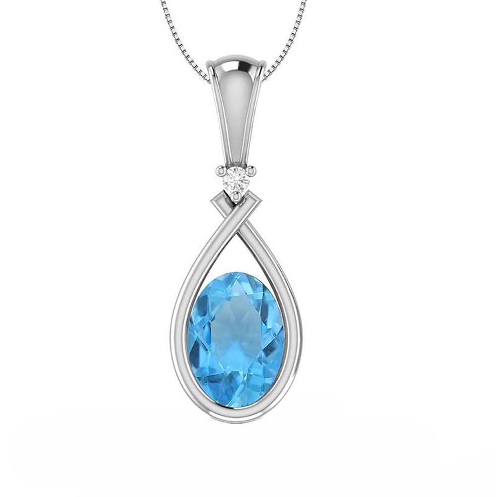 SILVER TOPAZ &amp; CZ TEARDROP NECKLACE - 18