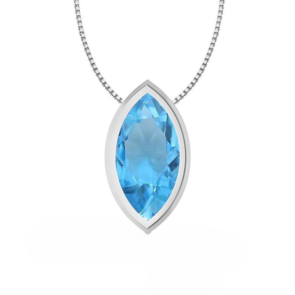 SILVER TOPAZ MARQUISE NECKLACE - 18