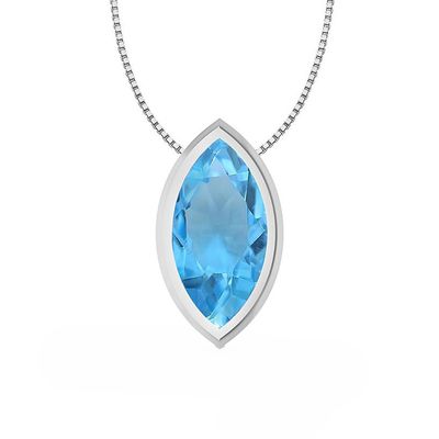 SILVER TOPAZ MARQUISE NECKLACE - 18