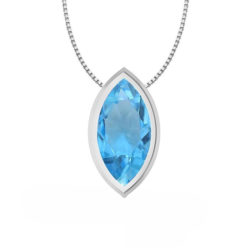 SILVER TOPAZ MARQUISE NECKLACE - 18