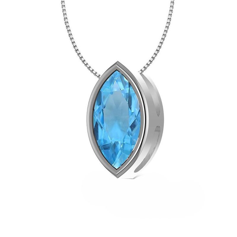 SILVER TOPAZ MARQUISE NECKLACE - 18