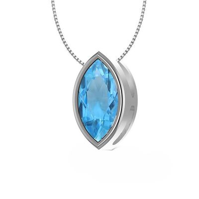 SILVER TOPAZ MARQUISE NECKLACE - 18